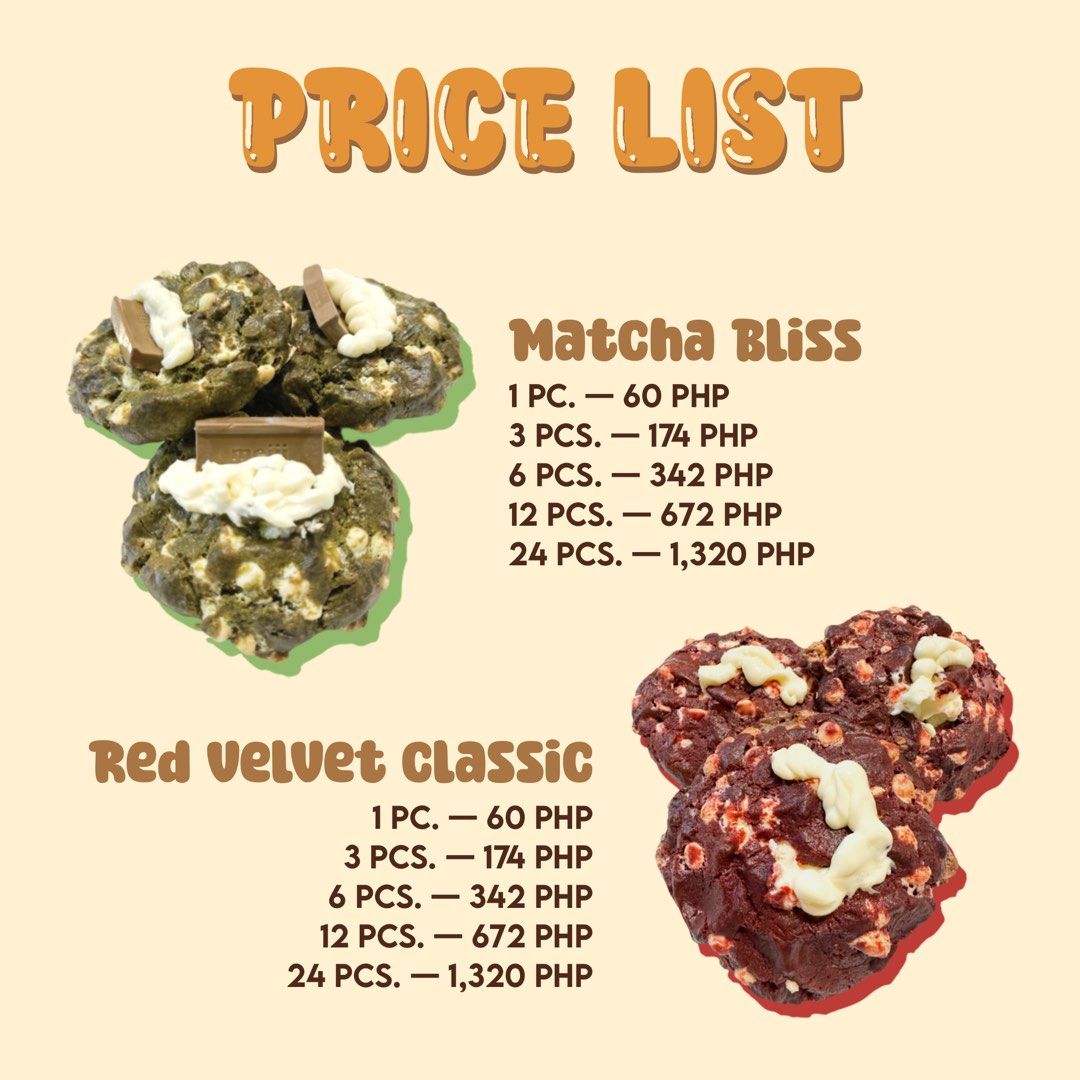 Click Treats: Cookies & Pastries (Category: Other Food & Drinks) located in General Mariano Alvarez. Submitted by kate.o (Listing ID 1351267910, Image 3). Description: 💕 Love (and Cookies) is in the Air! 💕 This Valentine’s season, say I love you with Click Treats’ freshly baked cookies—sweet, indulgent, and made with love! 💖 TAKE NOTE: Prices are varied by the flavors. We offer wholesale! Price in the photos. 🍵 Matcha Bliss For the one who ke