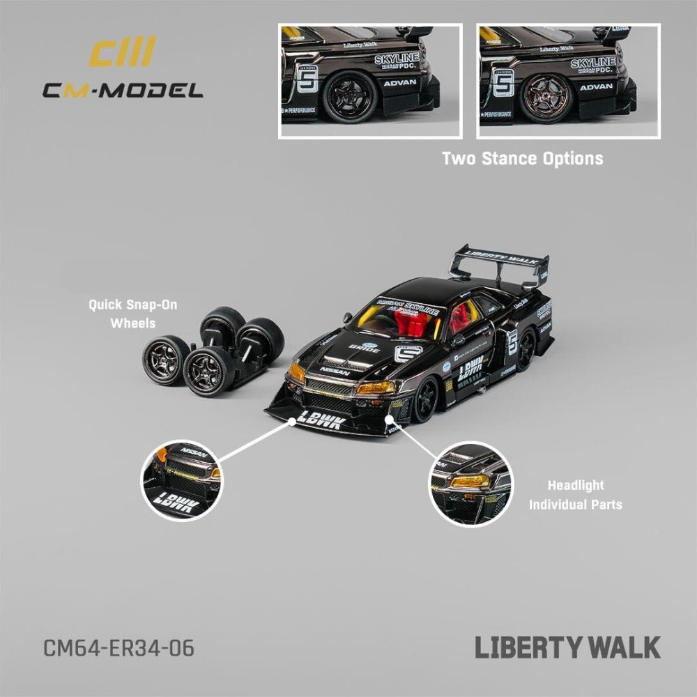 CM Model 1/64 Scale Nissan LBWK Skyline GT-R R34 Super Silhouette ER34 ...