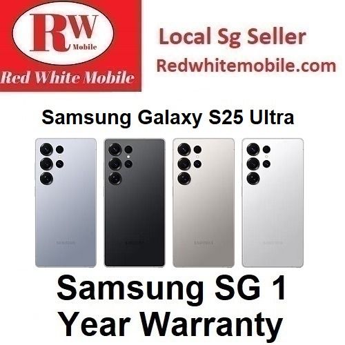 Galaxy S25 Ultra 5G 256GB Titanium Black (Category: Samsung) located in Singapore. Submitted by redwhitemobile.com (Listing ID 1351272503, Image 1). Description: • Price: - 12/256GB @$1068 - 12/512GB @$1298 • Colour: Titanium Silverblue, Titanium Black, Titanium Gray, Titanium Whitesilver • Brand new sealed set with Samsung Singapore 1 Year Warranty. • Trade in welcome! • Price is fixed, non-negotiable. • Deal in store at 420 North Bridge Road #0