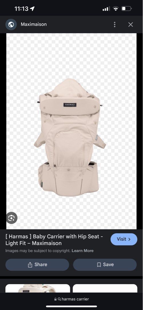 Harmas Organic content standard (Category: Carriers & Slings) located in Cainta. Submitted by 4k.clothing (Listing ID 1351276950, Image 1). Description: 0/36monts + Safe Cotton Removable hip seat .