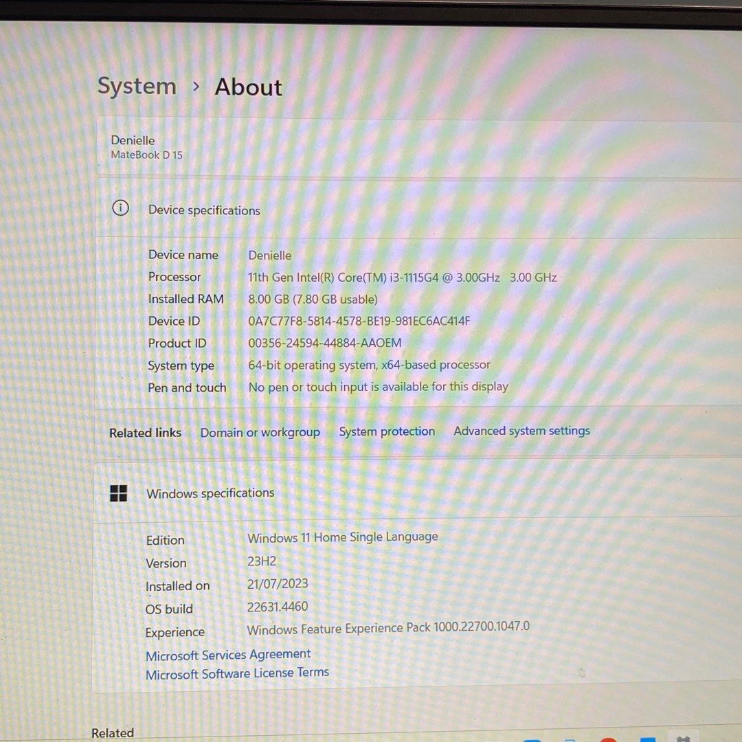 HUAWEI D15 (Category: Laptops & Notebooks) located in Prosperidad. Submitted by stuffby_deni (Listing ID 1351368943, Image 3). Description: 5month old lappy 11th Gen Windows 11 rfs: to buy ipad inclusions - type c charger - bag - free laptop sleeve .