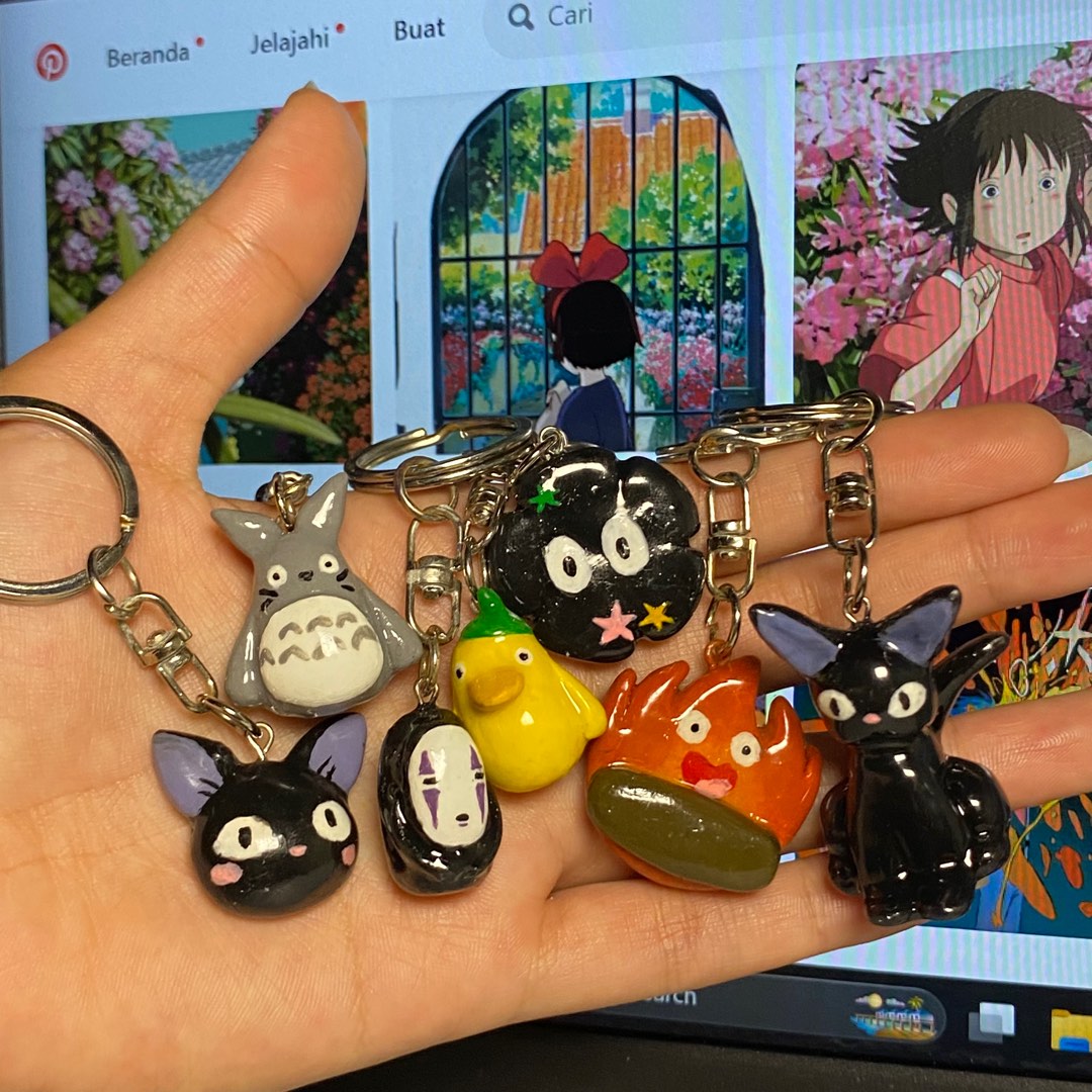 Keychain/Bag Charm Ghibli Characters, Desain & Kerajinan Tangan, Barang ...