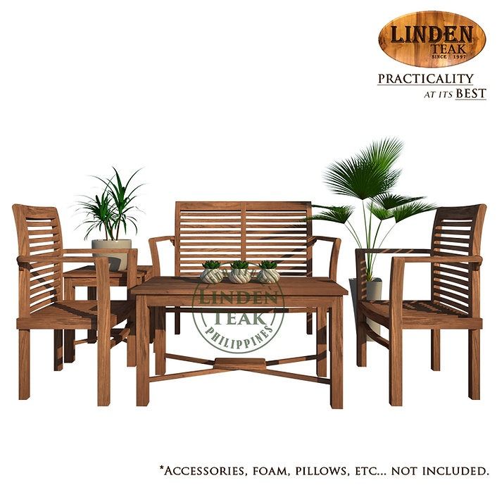 Solid Teak Wood ECO Stacking Sofa Set Furniture (Category: Sofas) located in Quezon City. Submitted by tinedadulaaa01 (Listing ID 1351262891, Image 1). Description: ITEM: Handcrafted Solid Teak Wood ECO Stacking Sofa Set Furniture SERIES: Ecowood Teak (Outdoor Series) MAIN MATERIAL: Teak Wood (Tectona Grandis) FINISHING: Au Naturel (no Finishing) APPROXIMATE DIMENSIONS: (size may slightly vary due to its handcrafted nature) 2 Seater - 118 x 50 x 