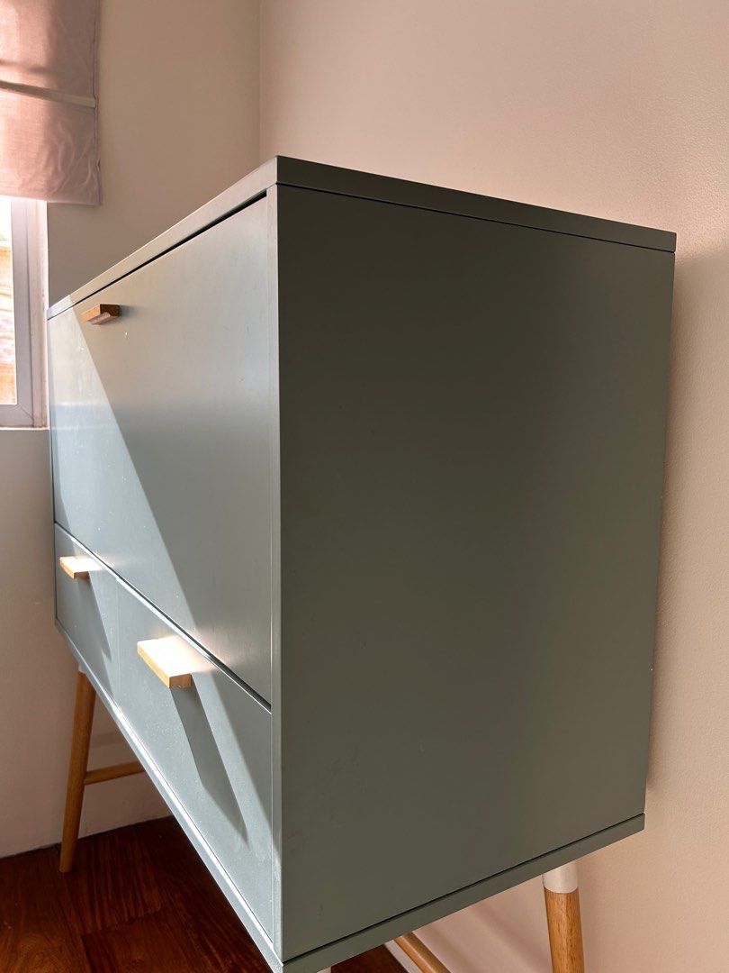 WEEKEND SALE - Study Table with Pull-Out Desk and Drawers (Category: Tables & Sets) located in Pasig City. Submitted by closet4hope (Listing ID 1351387033, Image 2). Description: Bought from HipVan Singapore, retails for $699. See item: https://www.hipvan.com/products/arod-study-table-1m-sage-green NOTE: item has several minor defects ranging from scratches, paint chipping, and stains (please see last image of the post). Item still functions perf