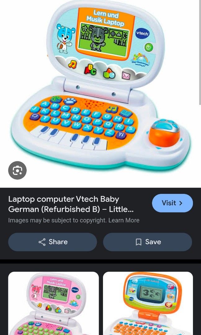 Vtech laptop (Category: Infant Playtime) located in Cavite. Submitted by dimple082 (Listing ID 1351255892, Image 3). Description: very good condition.