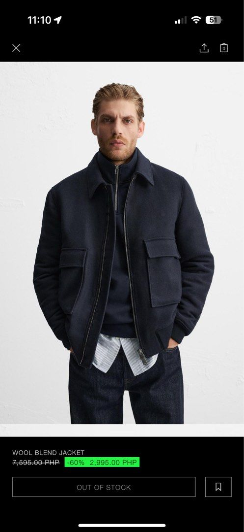 Zara Blue Wool Blend Jacket (Category: Coats, Jackets and Outerwear) located in Quezon City. Submitted by Strawhat10 (Listing ID 1351398631, Image 1). Description: Never been used Last price posted MOP: Gcash Location: North Edsa.