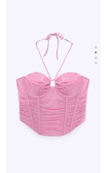 ZARA PINK TULLE CORSET TOP (Category: Sleeveless) located in Manila. Submitted by wardrobeaddict28 (Listing ID 1351285879, Image 2). Description: used once! item is Medium but I’m XS-S girlie.