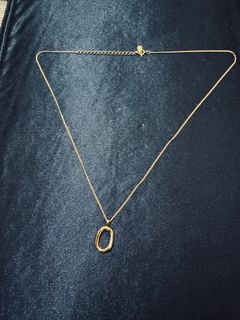 時尚精緻 S925 全銀鍍金橢圓形空心頸鍊 Gold Plated Sterling Silver Oval Hollow Necklace64226814643074110