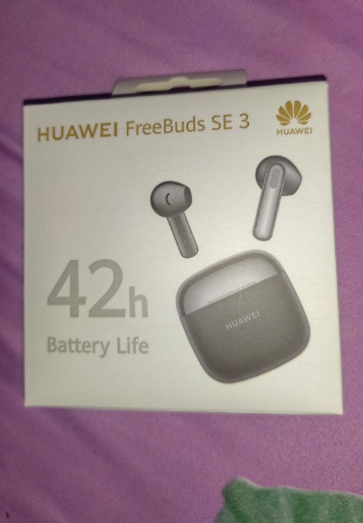 Huawei Freebuds SE 3 (Category: Earphones) located in Quezon City. Submitted by bebelablabnimylad (Listing ID 1351486421, Image 1). Description: HUAWEI FreeBuds SE 3 · 42-Hour Battery Life · Fine-grained Meets Futuristic · 3-Hour Listening on a 10-minute Charge · Long Press to Pair · Robust Bluetooth 5.4 *Just opened the box for testing RFS: wrong color.