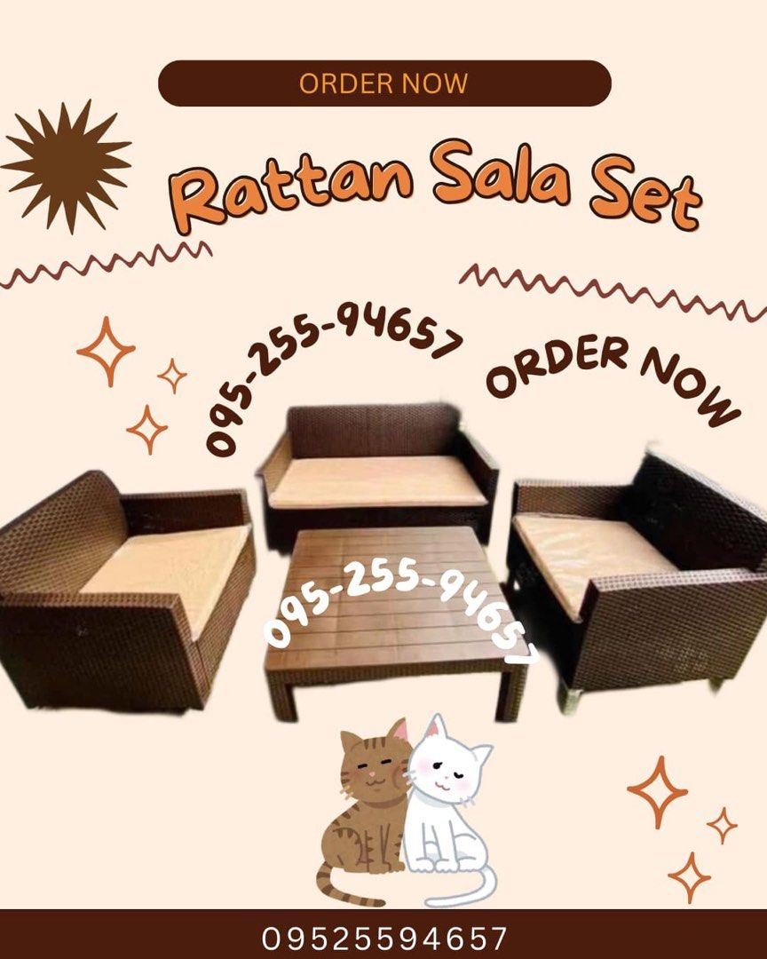 Jolly Rattan sala set plastic rattan (Category: Sofas) located in Manila. Submitted by kellychz (Listing ID 1351552812, Image 1). Description: Jolly Rattan Sala Set ✅ Same-day delivery available! ✅ Schedule your delivery at your convenience ✅ Brand new, on-hand items only ✅ Unbeatable prices! ‼️ # Payment Options: ✅ Cash on Delivery (COD) ✅ GCash Get your Jolly Rattan Sala Set now!.
