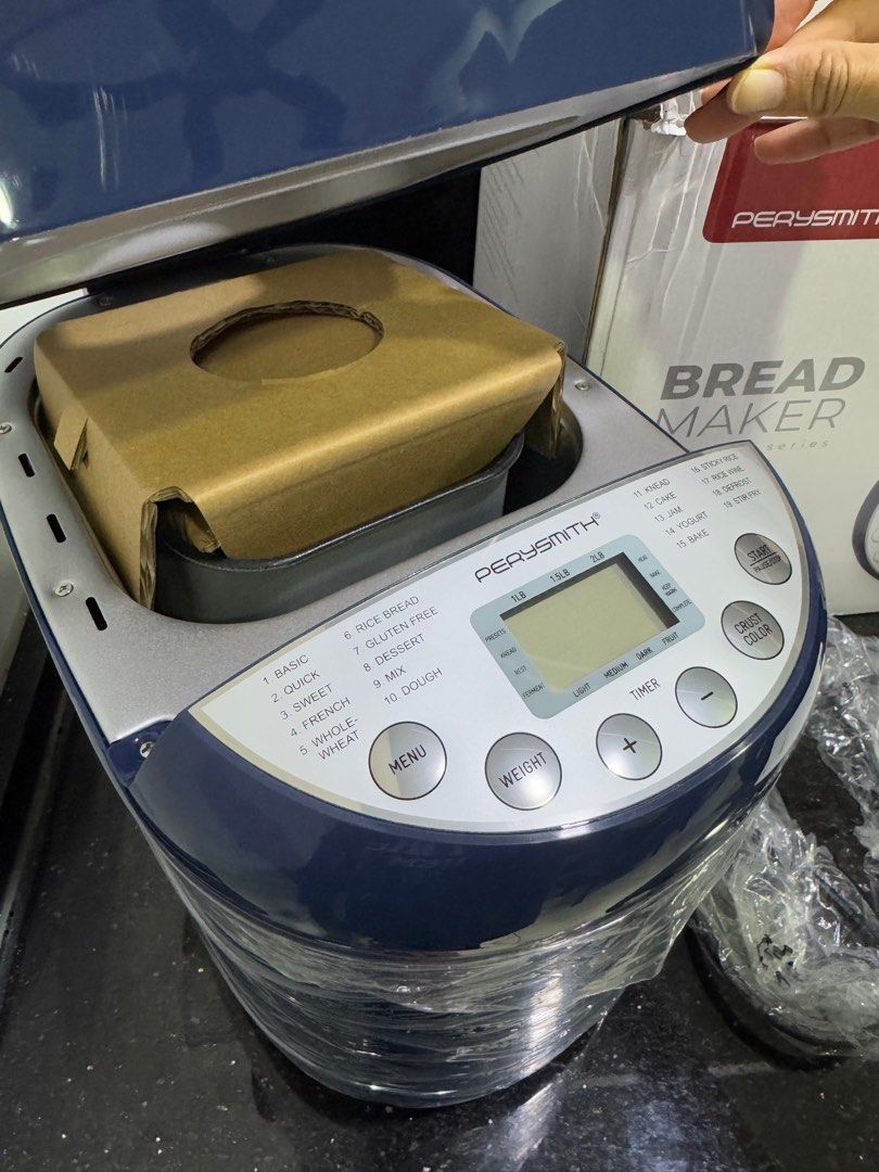 Perysmith Bread Maker (Category: Breadmakers) located in Ayer Keroh. Submitted by dr_ati (Listing ID 1351587734, Image 2). Description: This bread maker has never been used. All the items is originally wrap. I just buy it & stored in storeroom, until i forgot that i have it 😅 NP 249, i need to letgo at 125 Oh No 🥹 Reason to sell: No space, i’m moving to a smaller house Feel free to DM me for details .