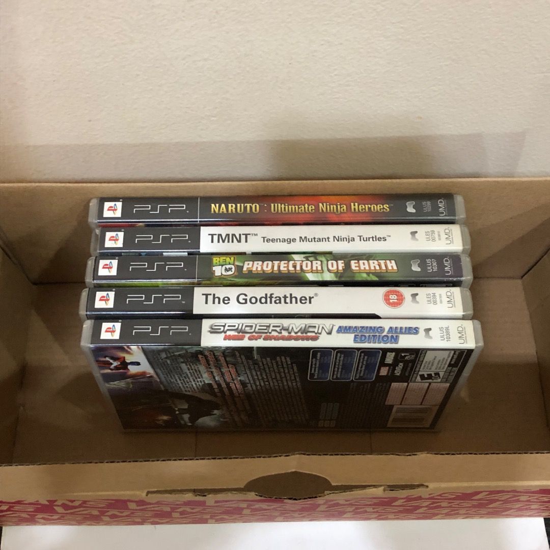 PSP Game (1) + UMD Cases (Category: PlayStation) located in Caloocan City. Submitted by beholdtheone (Listing ID 1351597406, Image 3). Description: PSP Game + UMD Cases The disc cases have no UMD except for one that works. This is best for those who want to experience nostalgia. Also, for reusing purposes; for UMDs with no cases. - Spider-Man: Web of Shadows Amazing Allies Edition (Contains UMD) - The Godfather (Contains broken UMD) - Grand Theft