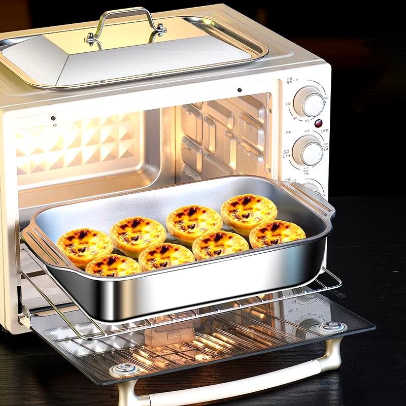 Rectangular Grill Pan with Lid Stainless Steel Roasting Baking Tray Deep Serving Platter (Category: Cookware & Accessories) located in Manila. Submitted by cristytah (Listing ID 1351508305, Image 2). Description: Size: 41cm x 28cm x 8cm Stainless Steel Rectangular Grilled Pan w/Lid 【High-Quality Stainless Steel Roaster】: The roasting pan is made of premium stainless steel material, ensuring durability and longevity. It is perfect for cooking vari