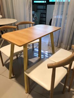 Laminated Wooden 6-seater Dining Table set with 6 Chairs / Set Meja ...
