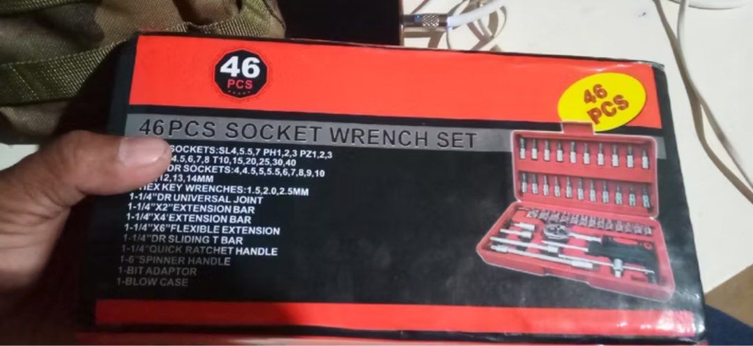 Tool set with box (Category: Home Improvement Tools & Accessories) located in Manila. Submitted by drinlima (Listing ID 1351550672, Image 3). Description: Tool set 46 in 1 box Heavy duty With casing For pick up delivery via lalamove your booking, same day delivery Trusted seller see rating Pm me if interested .