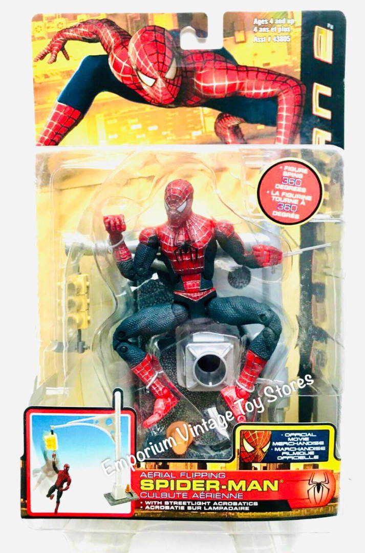 Figurine Spider-Man 2 Toybiz, édition Aerial Flip, 2003, Sous Blister Scellé