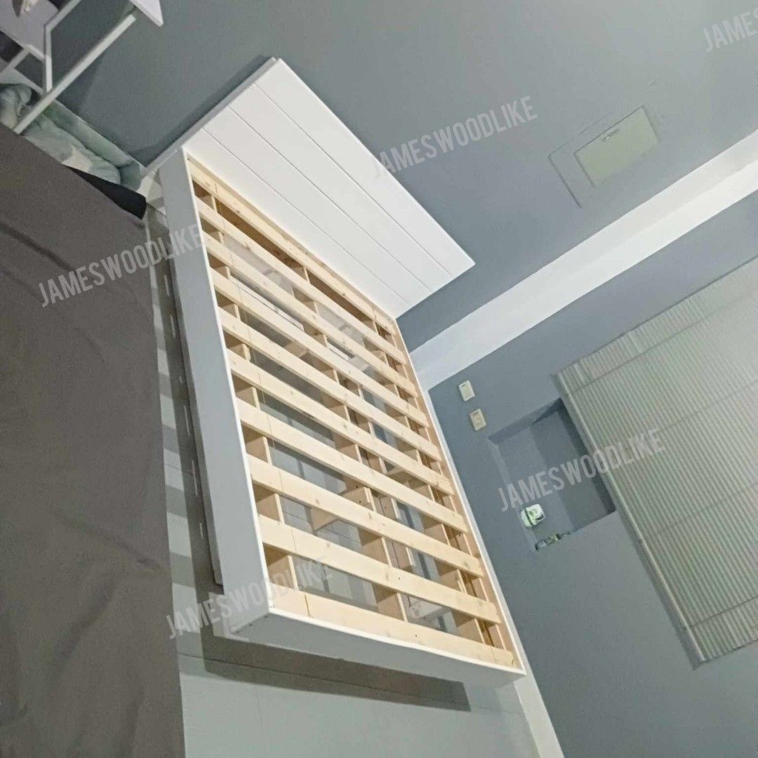 WHITE FLOATING BED (Category: Bed Frames & Mattresses) located in General Trias. Submitted by jameswoodlike (Listing ID 1351537324, Image 1). Description: FLOATING BED model: Queen size 60x75 --also available in all sizes, custom size is also available finish: White Paint Finish --also available in Black stain finish, natural varnish finish, walnut finish and more AFFORDABLE AND DURABLE BEDFRAMES available @ James WoodLike located @ Imus Cavite 0