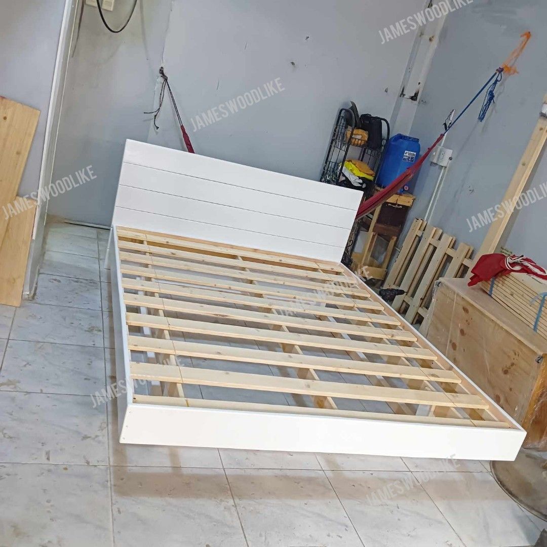 WHITE FLOATING BED (Category: Bed Frames & Mattresses) located in General Trias. Submitted by jameswoodlike (Listing ID 1351537324, Image 3). Description: FLOATING BED model: Queen size 60x75 --also available in all sizes, custom size is also available finish: White Paint Finish --also available in Black stain finish, natural varnish finish, walnut finish and more AFFORDABLE AND DURABLE BEDFRAMES available @ James WoodLike located @ Imus Cavite 0