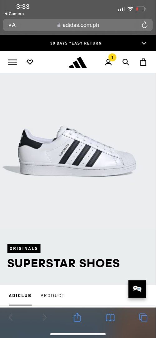 Adidas Superstar Men (Category: Sneakers) located in Manila. Submitted by praynes (Listing ID 1351671850, Image 3). Description: Adidas Superstar Size US 10 1/2 Bought in US Used once Needs cleaning only.