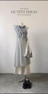 aeiou store 灰藍透透吊帶裙/外搭64239068146050110