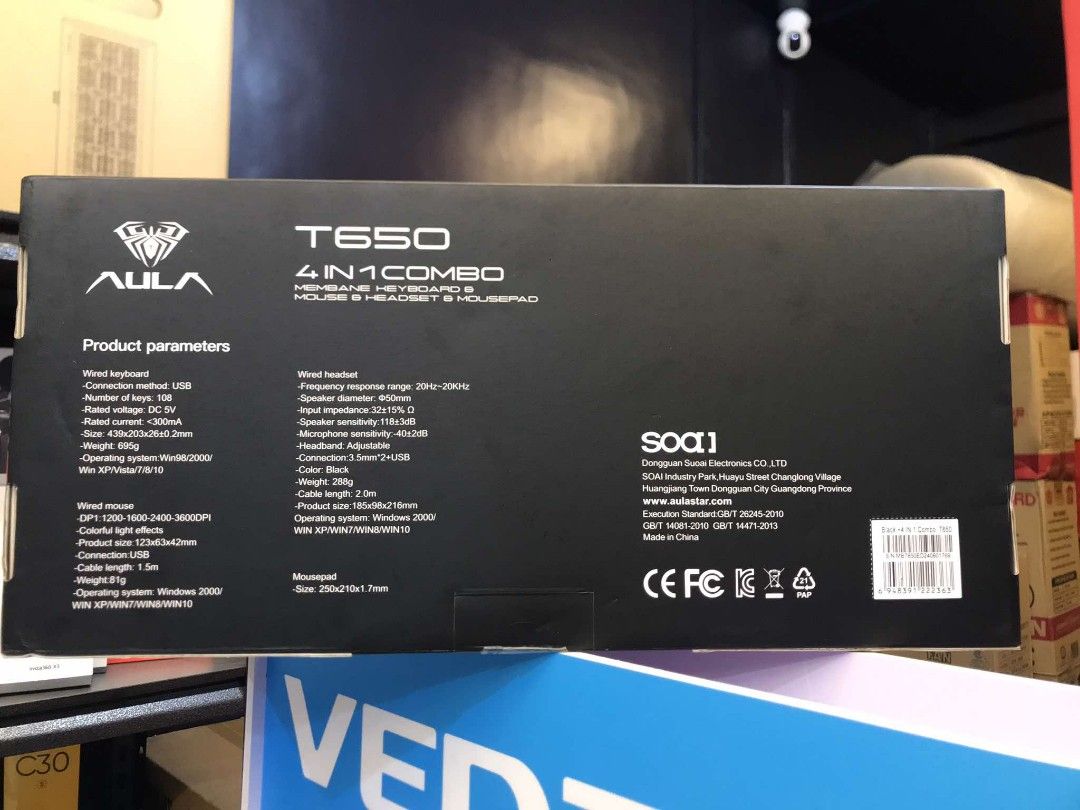 Aula T650 4in1 Combo Wired Keyboard Mouse Headset and Mousepad (Category: Computer Keyboard) located in Makati City. Submitted by slaccessoriesshop (Listing ID 1351676936, Image 2). Description: Aula T650 4in1 Combo Wired Keyboard Mouse Headset and Mousepad 💥 ELECTRONICS, COMPUTER ACCESSORIES AND APPLIANCES 💥 All Items - Original / Brand New / Sealed We issue SALES INVOICE With WARRANTY RECEIPT With TECHNICAL SUPPORT Accepting BULK ORDERS We ar