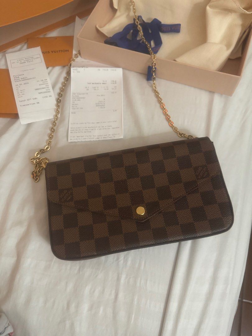 Authentic Louis Vuitton Pochette Felicie (Category: Luxury Bags & Wallets) located in Makati City. Submitted by 86jan (Listing ID 1351634833, Image 3). Description: For sale: Authentic LV Pochette Felicie. I bought it in France last May 15,2024 as you can see it on the receipt. Made in France I barely use this bag. RFS: I need bigger LV bag since I always travel with kids. .