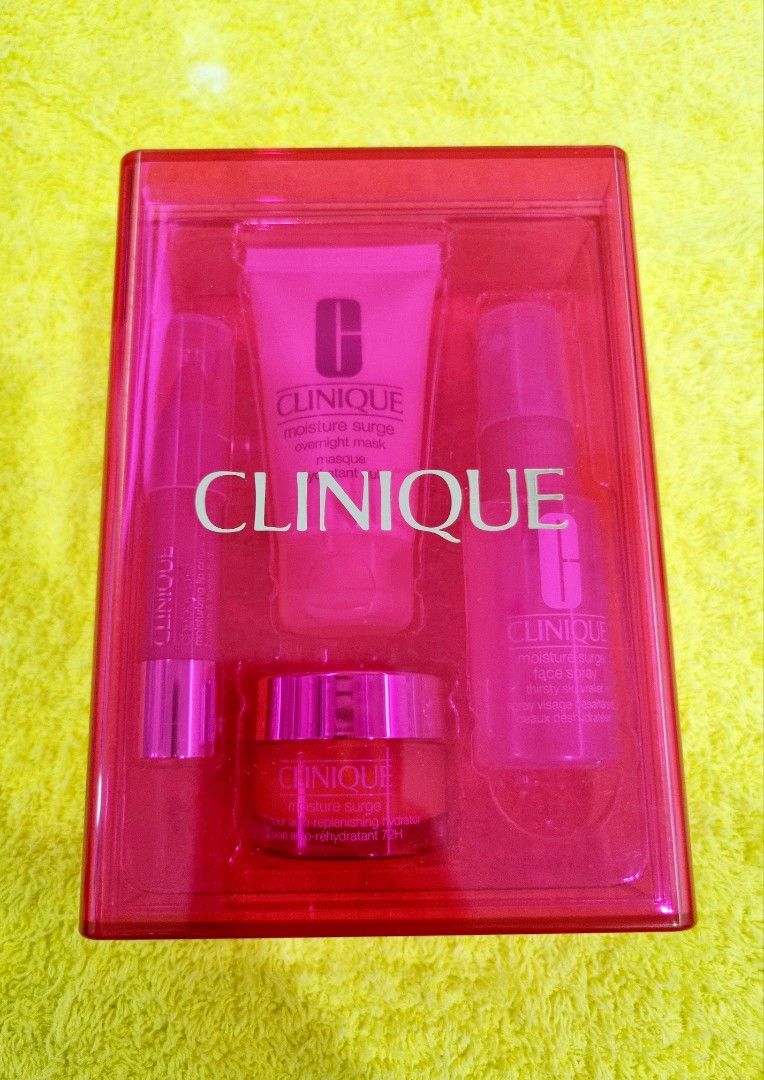 CLINIQUE SET BUNDLE (Category: Face Care) located in Manila. Submitted by luxeclassyshop (Listing ID 1351687514, Image 2). Description: CLINIQUE SET BUNDLE - MOISTURE SURGE OVERNIGHT MASK - MOISTURE SURGE FACE SPRAY - MOISTURE SURGE - CLINIQUE CHUBBY STICK.
