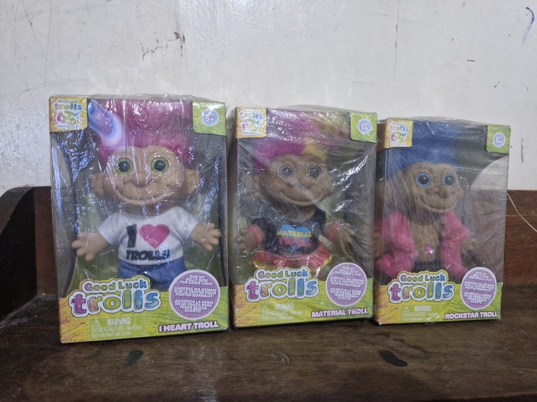 Head Start 65th Anniversary Good Luck Trolls (Category: Figurines & Statues) located in Marikina City. Submitted by mypeculiarcloset (Listing ID 1351696854, Image 1). Description: Brand New in original box Head Start 65th Anniversary Good Luck Trolls 3 , 4.3" Single Troll dolls Material Troll, I love Trolls, Rockstar Troll MOP: Bpi Island/BDO/GCash/Maya.
