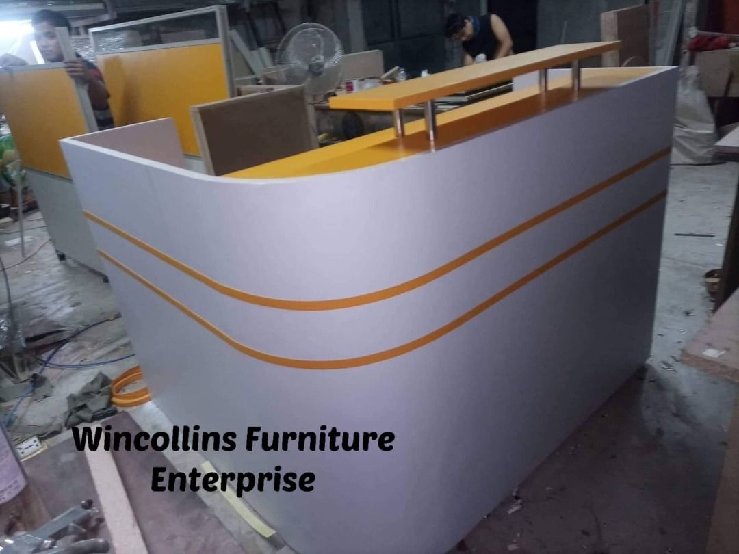 L-shape reception counter table, Furniture & Home Living, Office ...