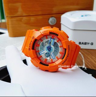 Montres Company 香港註冊公司 (32年老店) 卡西歐 CASIO BABY-G BABY G 耐衝擊 100米防水 BA110 BA110SN BA-110 BA-110SN BA-110SN-4 BA-110SN-4A 橙粉藍色 三隻色均有現貨64209858821121110