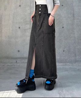(順豐包郵)日牌pageboy黑灰色高腰牛仔裙629757743482891118