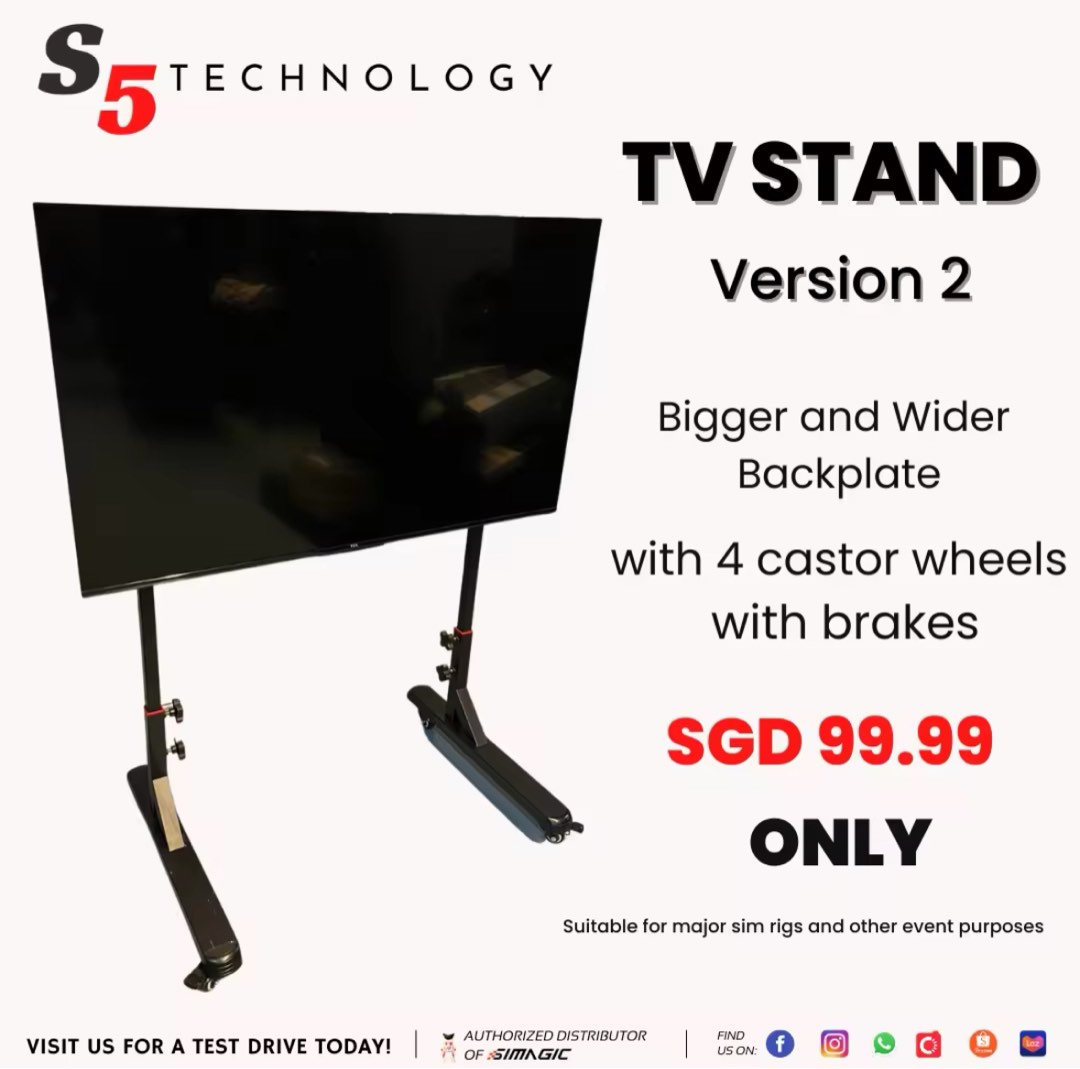 Sim Racing TV / Monitor Stand, height adjustable. Free standing, TV ...