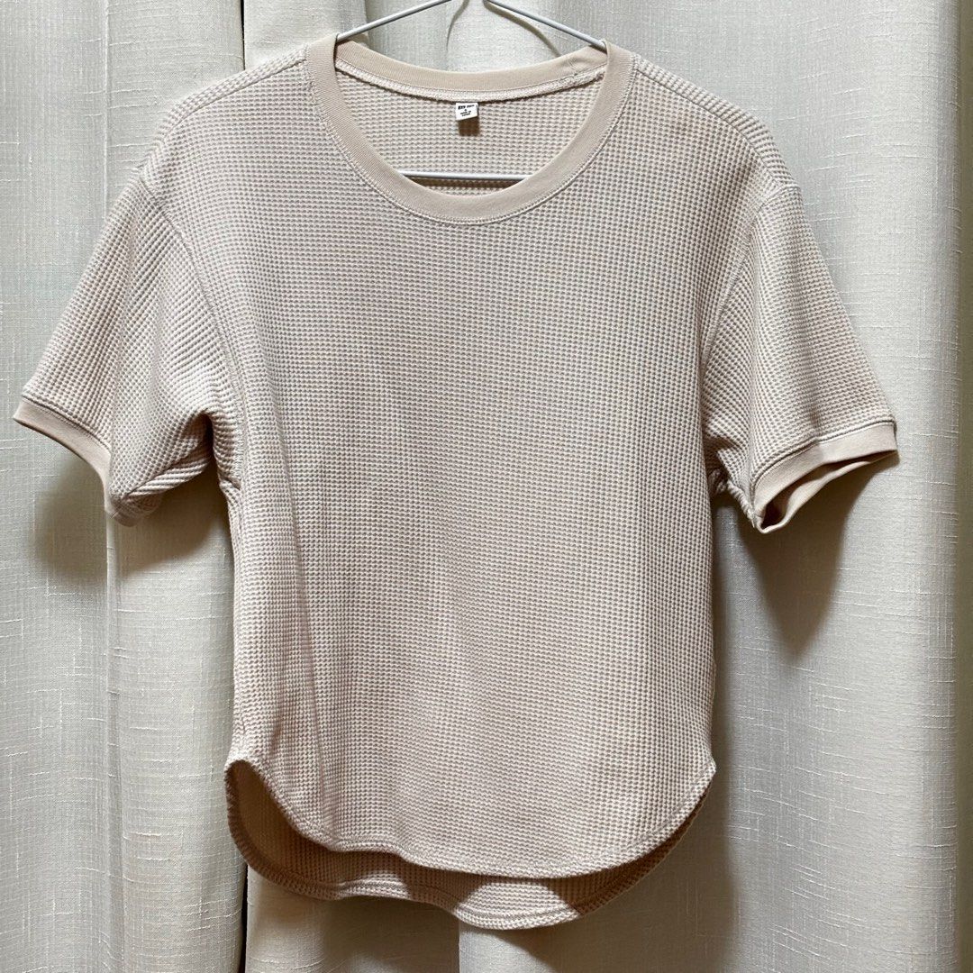 Uniqlo Beige Waffle Top (Category: Shirts) located in Balanga. Submitted by heyyletsdeclutter (Listing ID 1351739862, Image 1). Description: Rfs: decluttering .