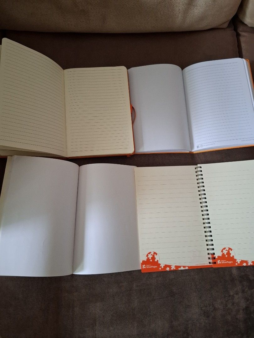 Assorted Notebooks (Category: Stationery & School Supplies) located in Singapore. Submitted by ruicongg (Listing ID 1351865572, Image 2). Description: Top two hardback: $3 each Bottom two: $1 each.