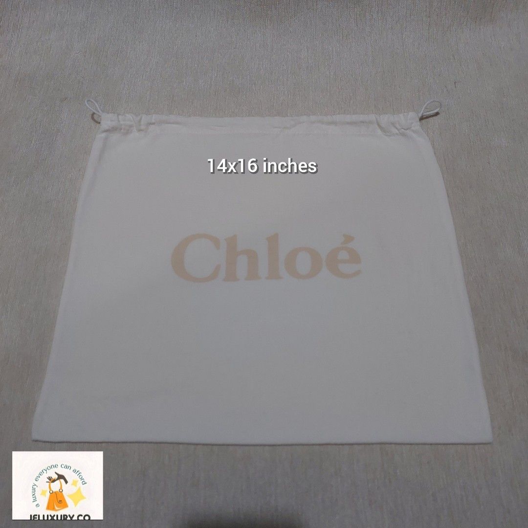 Authentic Chloe dust bag 14x16 inches (Category: Luxury Bags & Wallets) located in Manila. Submitted by jfluxury.co (Listing ID 1351890837, Image 1). Description: excellent condition no flaws bought in Japan 🇯🇵 💯% Authentic. 😊 Money back guarantee. 😊 Clean and ready to use na.