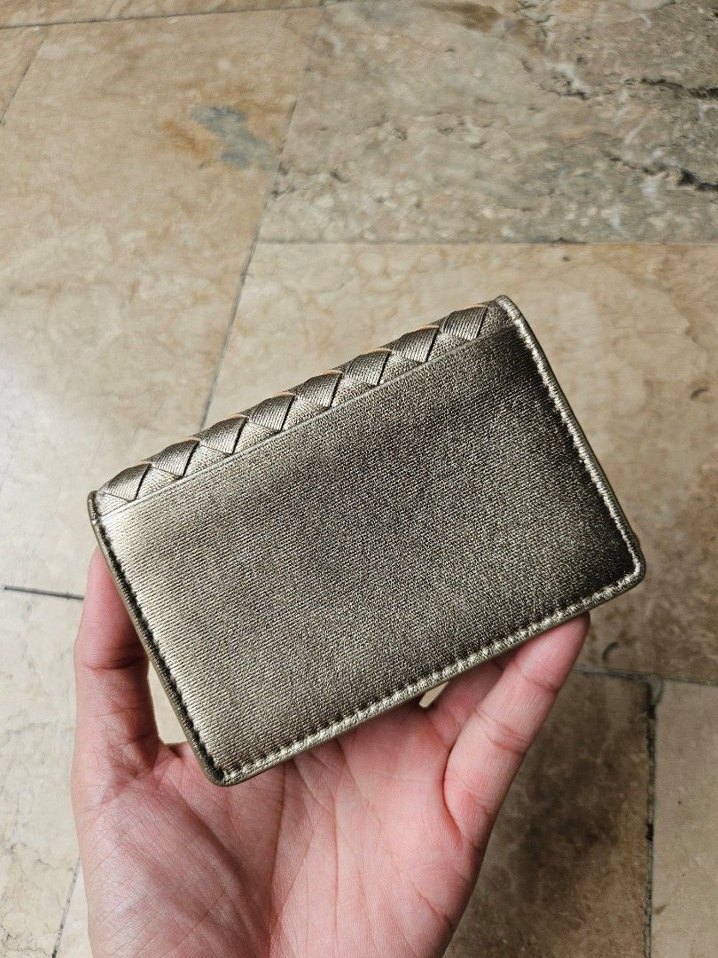Bottega Veneta Gold Card Case (Category: Wallets & Card holders) located in Manila. Submitted by brbdecluttering (Listing ID 1351856422, Image 2). Description: Bought in Japan No box.