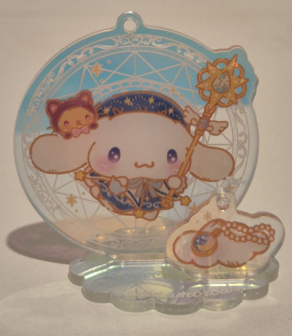 Cinnamoroll acrylic stand & keyring (Category: Character Goods) located in Makati City. Submitted by Vnerrie (Listing ID 1351811332, Image 1). Description: Cinnamoroll acrylic stand and keyring *can be an acrylic stand OR if you put the chain, it's a keyring.