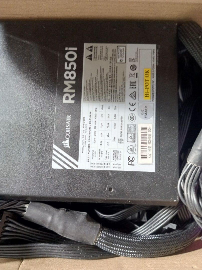 Corsair RM850I Gold rated full modular (Category: Computer Parts) located in Tagbilaran City. Submitted by aceauza (Listing ID 1351856994, Image 2). Description: Corsair rm850I power supply gold rated full modular still brand new rfs upgrading to a 1000w psu.