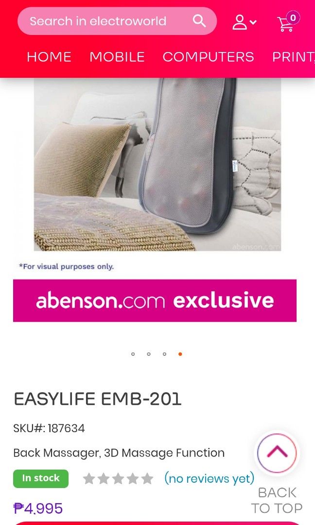 Easy life 3d full back massager (Category: Massage Devices) located in Manila. Submitted by alfredaguirre0819 (Listing ID 1351959377, Image 2). Description: Easy life 3d full back massager bnew never used location paranaque pasay or Taguig bnew price 4995 plus shiping plus tax selling only 3k.