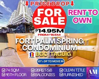 Fort Palm Spring Condominium BGC, Taguig 2BR w/ 2 balconies, clean title for Sale