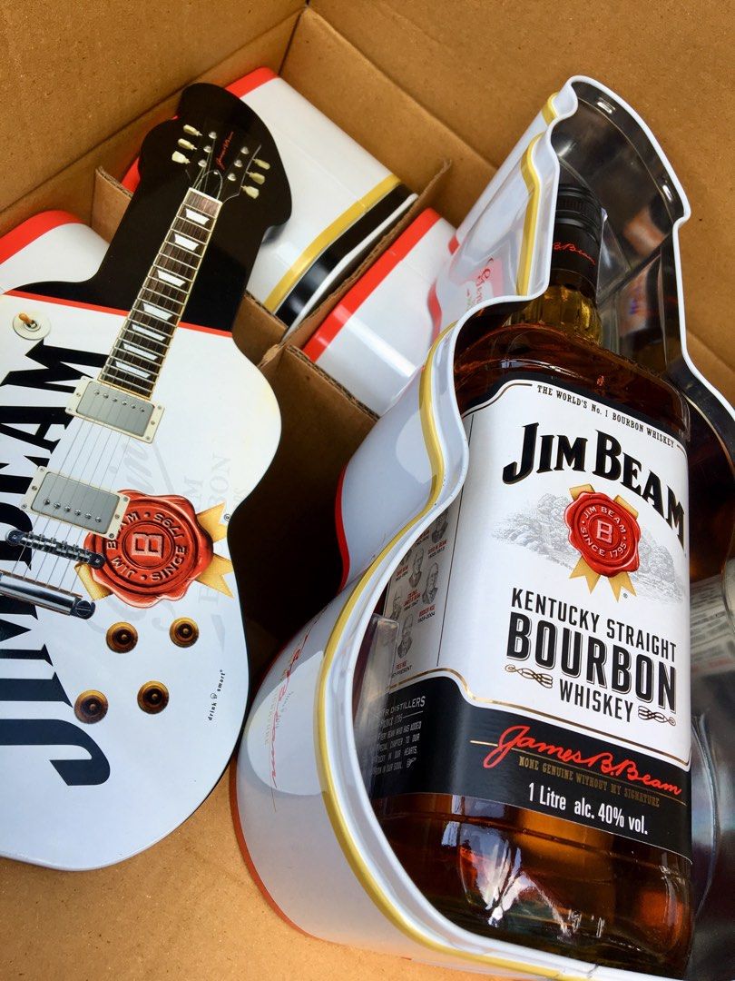Jim Beam 1L. with Guitar Tin Can Case (Category: Beverages) located in Makati City. Submitted by AntiqueAndRetroVintageShop (Listing ID 1351930725, Image 2). Description: Jim Beam 1L. with Guitar Tin Can Case • Perfect for Gift • 1,500 each only • Text or Call : 0922.. 5332345.. Makati Area :.
