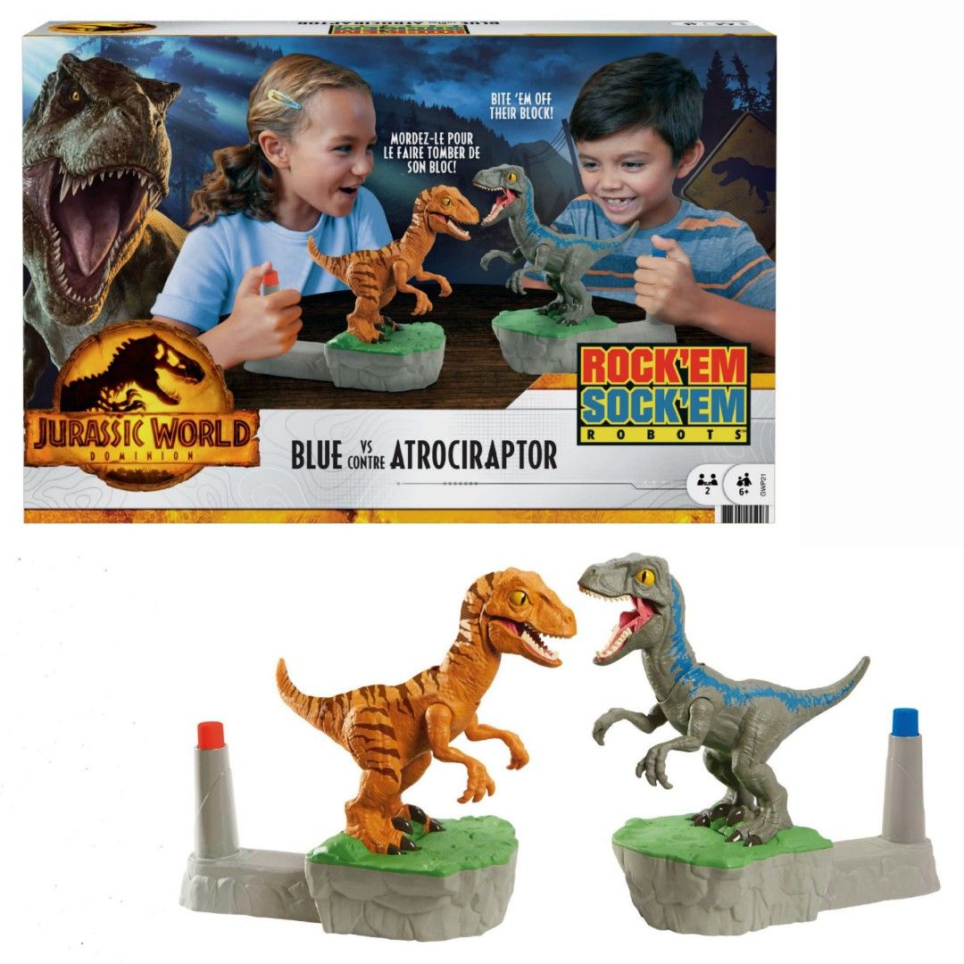 Jurassic World Dominion Rock 'Em Sock 'Em Robots Blue vs Atrociraptor ...