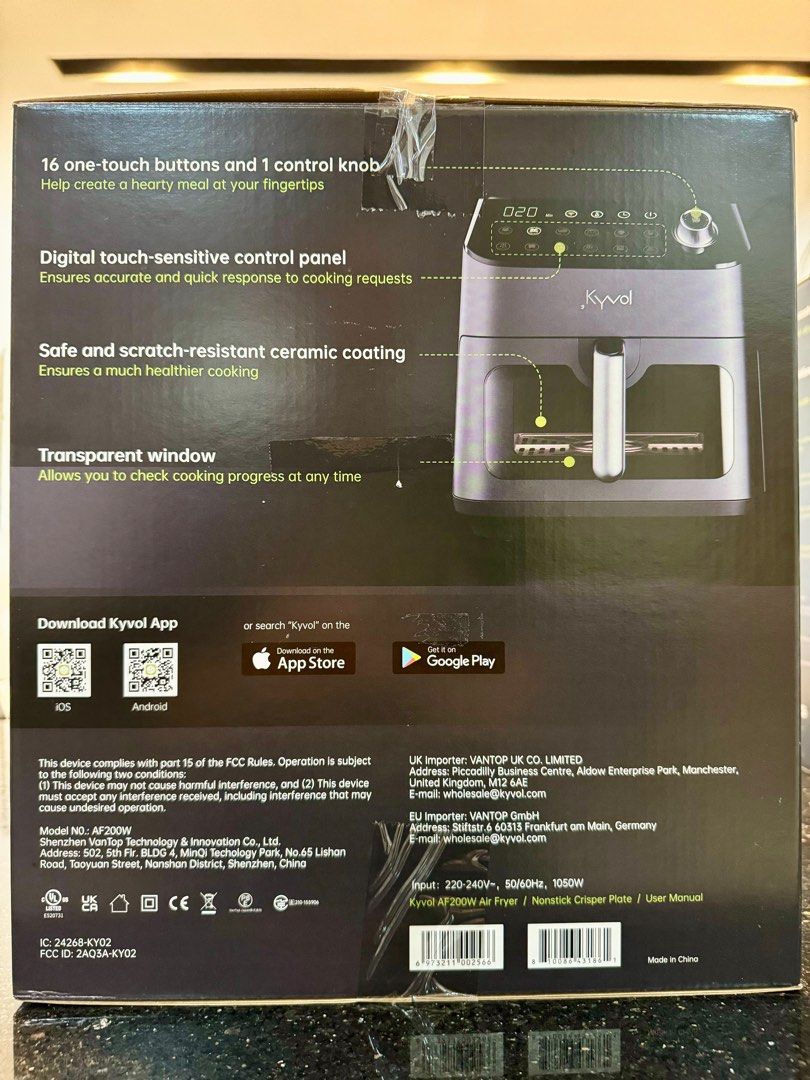 Kyvol Air Fryer AF200W (Category: Fryers) located in Quezon City. Submitted by the_answer_3 (Listing ID 1351784585, Image 2). Description: Brand new, never used, Kyvol Air Fryer AF200W price @ S h o p e e is at Php 6,199.00. selling for only Php 3,200.00 (repriced already) Location: Batasan Hills, Q.C. Contact #: 0 9 1 7 1 4 4 0 9 3 1.