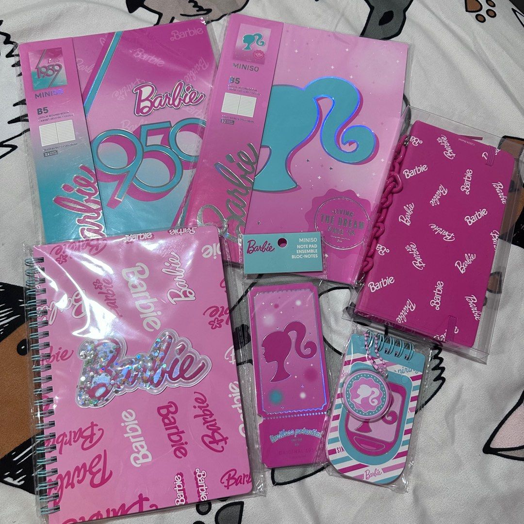 Miniso Barbie Notebooks and notepad bundle only (Category: Stationery & School Supplies) located in Manila. Submitted by kjs.finds (Listing ID 1351912916, Image 2). Description: Barbie miniso notebooks and notepads All brand new and never used 2pcs B5 notebooks 1pc Spring Embossed Notebook 1pc Notebook with pinkchain 1pc notepad 1pc mini spring notepad With FREE Barbie Pen RFS: Decluttering. Need funds.
