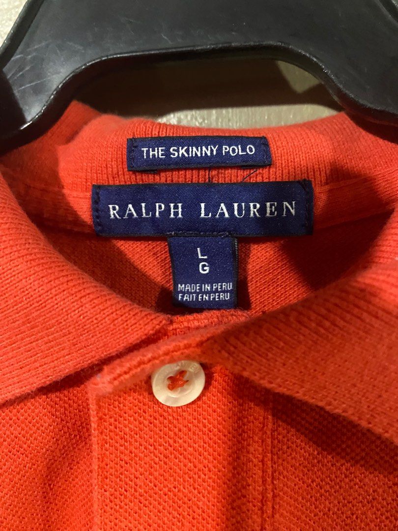 Polo shirt (Category: Shirts) located in Las Pinas. Submitted by aaacollection (Listing ID 1351814056, Image 2). Description: Original Ralph Lauren Orange and reddish color Slim fit Large on tag.