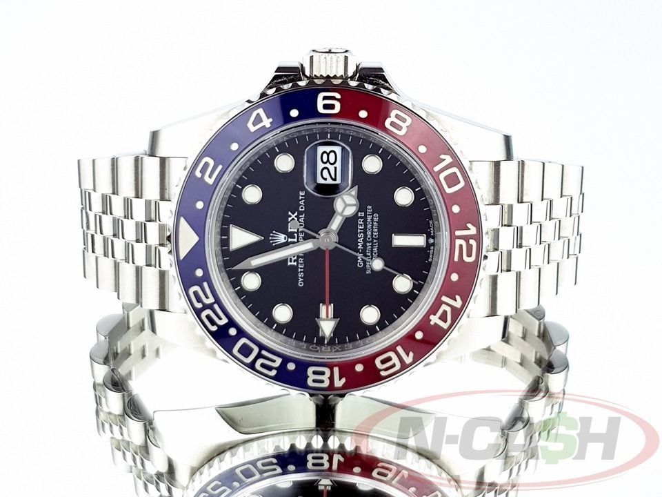 Rolex GMT-Master II Pepsi Jubilee (Category: Luxury Watches) located in Quezon City. Submitted by luxury_by_n-cash (Listing ID 1351861590, Image 1). Description: N-Cash Pawnshop "Instant Cash for Bags, Watches, Cars, and Electronics" https://www.ncash-pawnshop-philippines.com/ Rolex GMT-Master II Pepsi Jubilee Ref. 126710BLRO 2022 9.8 out of 10. Mint condition Jubilee bracelet Complete retail package PHP 1,148,000 For more details and photos visi