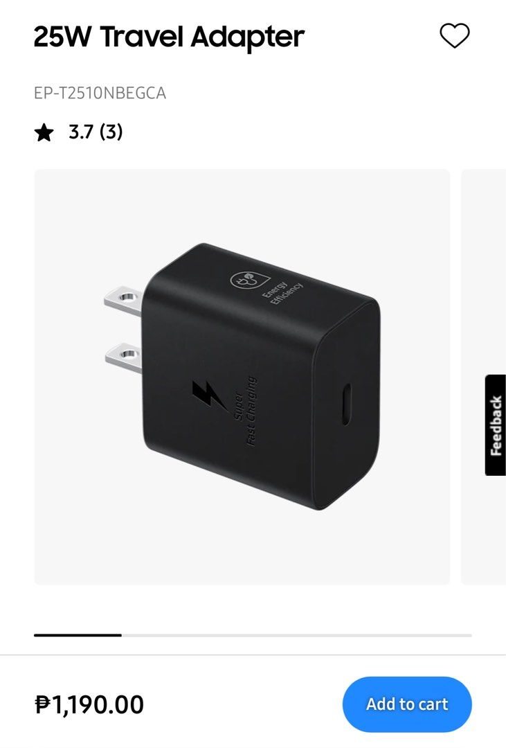 Samsung 25W Type C Power Adapter (Category: Chargers) located in Las Pinas. Submitted by shop.primavera_ (Listing ID 1351850431, Image 2). Description: Brand new, sealed, and authentic. SRP is P1.1k but selling for only P890. Slightly negotiable. RFS: Don’t need it. .