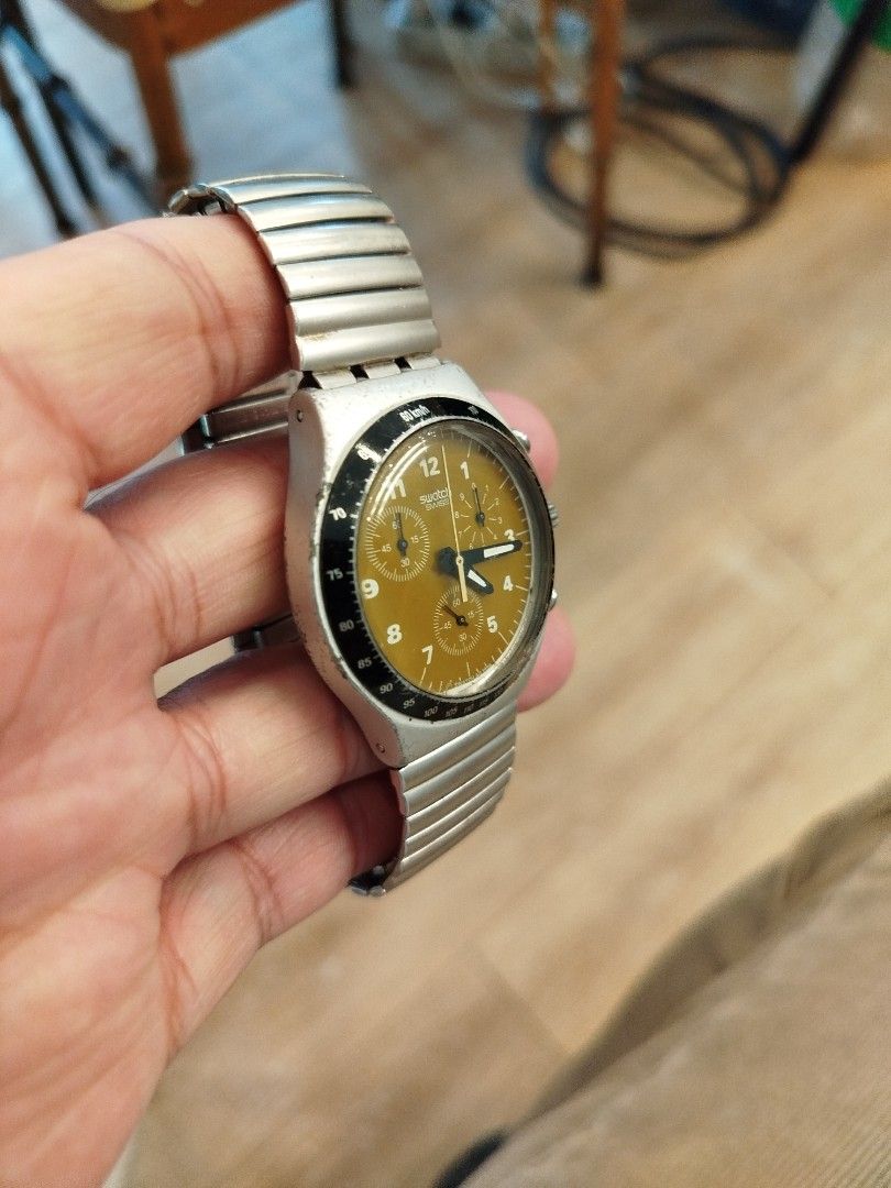 Swatch watch chronograph vintage (Category: Men's Watches) located in Santa Rosa. Submitted by toys_r_here (Listing ID 1351882213, Image 3). Description: GOOD FOR GIFT AND COLLECTION as is po Good condition First to pay gets the item pa check nalng sa pic yun condition pm me for questions ship pwede lalamove or jrs Sta rosa and Alabang area atc or marikina.