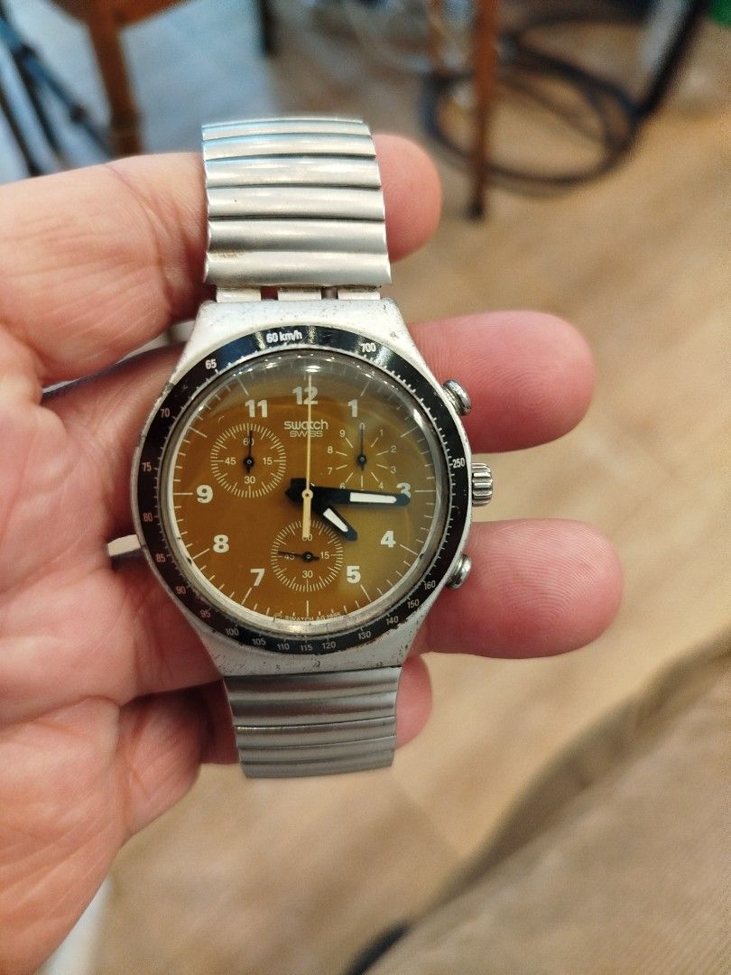 Swatch watch chronograph vintage (Category: Men's Watches) located in Santa Rosa. Submitted by toys_r_here (Listing ID 1351882213, Image 1). Description: GOOD FOR GIFT AND COLLECTION as is po Good condition First to pay gets the item pa check nalng sa pic yun condition pm me for questions ship pwede lalamove or jrs Sta rosa and Alabang area atc or marikina.