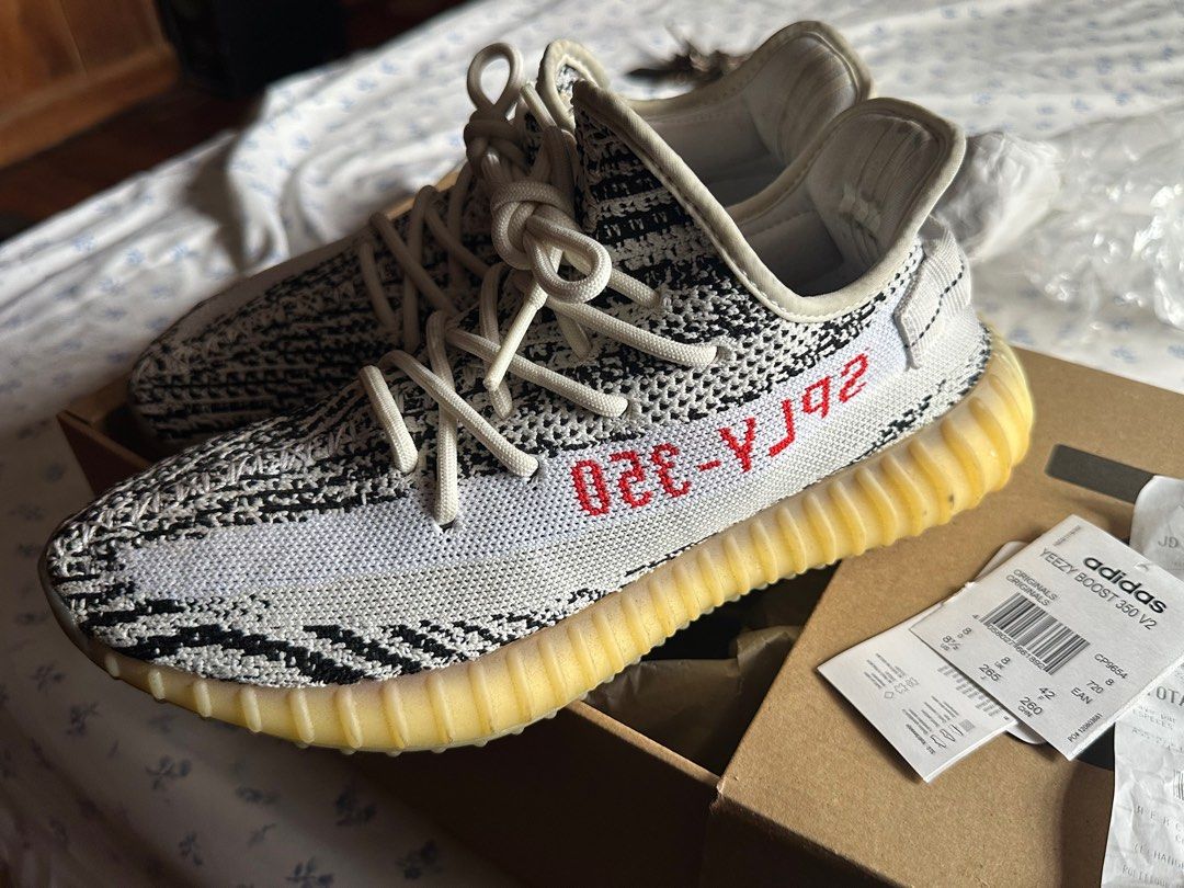 Yeezy 350 zebra (Category: Sneakers) located in Makati City. Submitted by 827buying (Listing ID 1351793411, Image 3). Description: Yeezy zebra v1 Size 8.5US Yellowing of sole Purchased UK Condition 8/10.